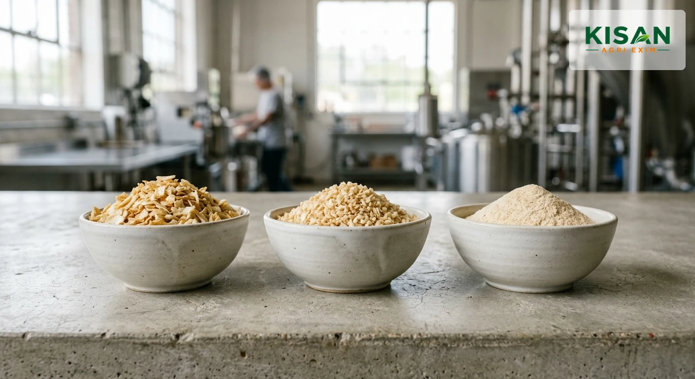 Dehydrated Onion Format Comparison: Flakes vs Minced vs Powder for Food Production Lines