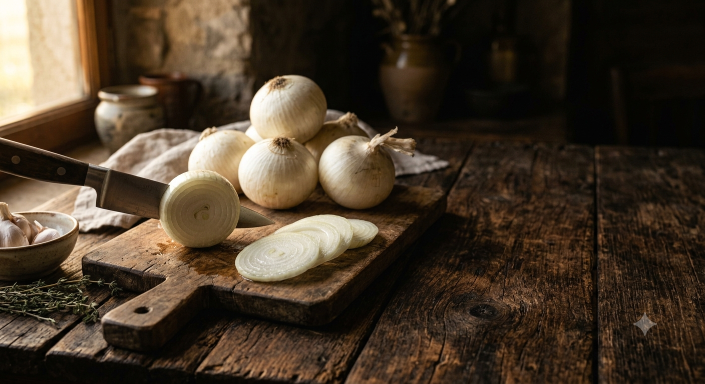 Onions being carefully processed